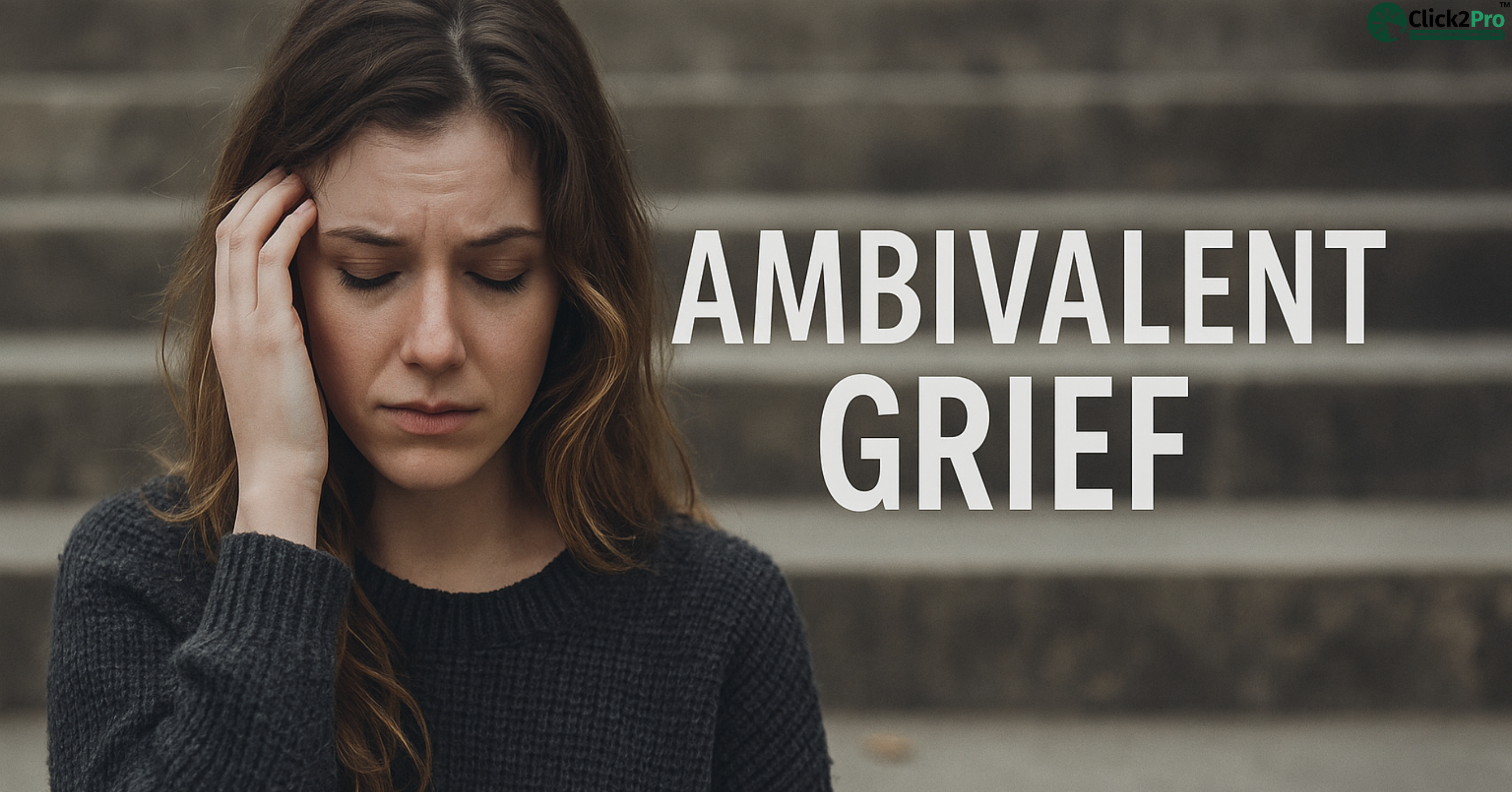 Woman in emotional distress illustrating ambivalent grief after a complicated loss.