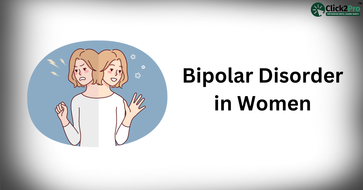 Illustration of a woman experiencing mood swings, symbolizing bipolar disorder in women and the impact of hormonal changes.