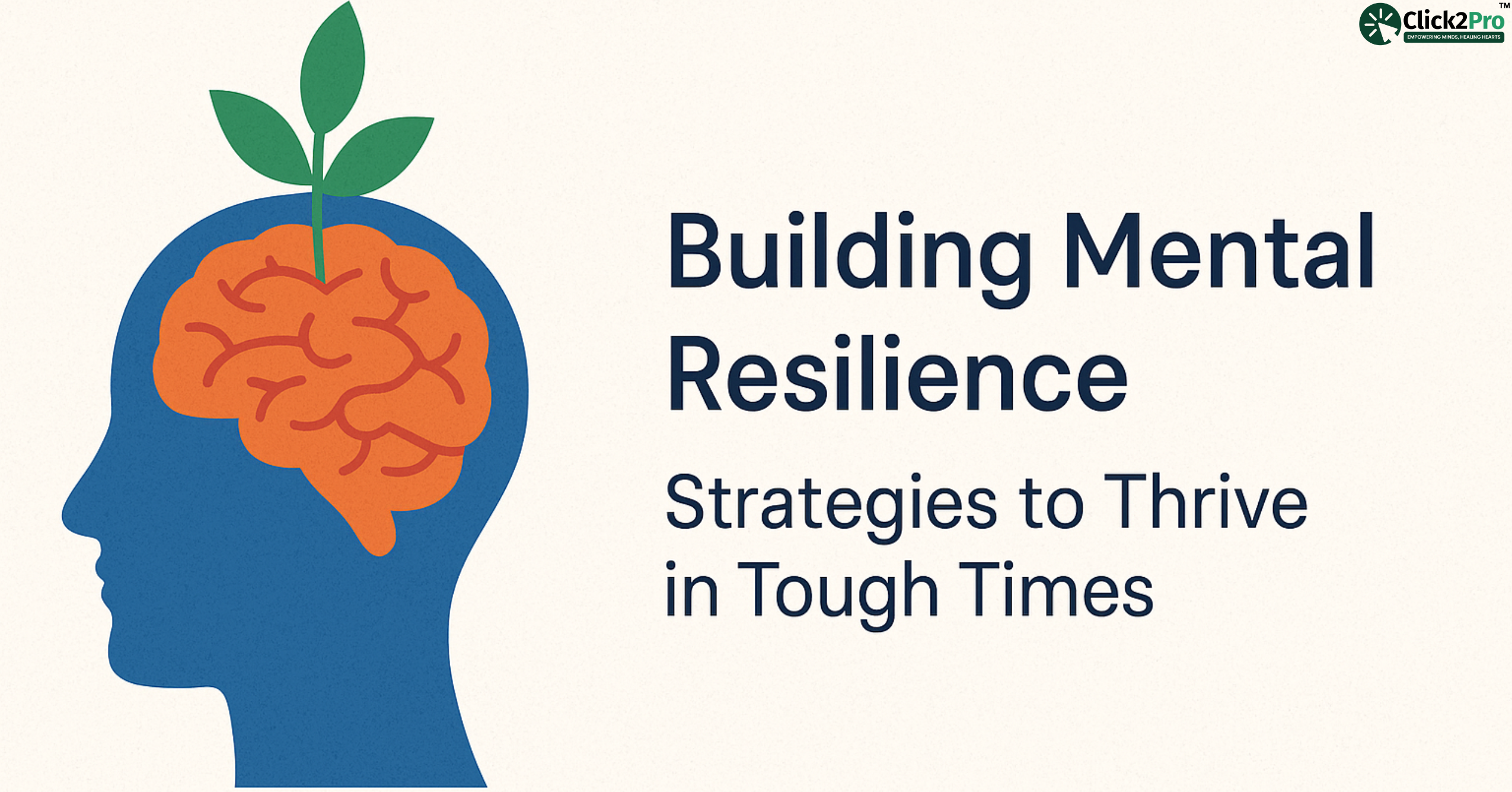 Illustration of brain growing a plant with text: Building Mental Resilience in Tough Times