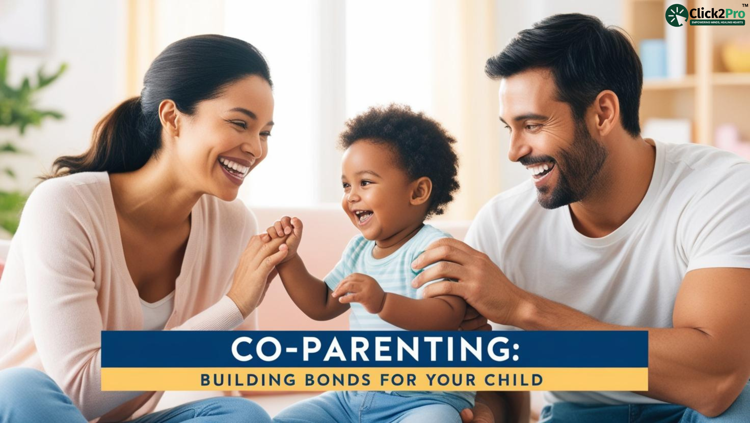 Happy family co-parenting together, building strong bonds for their child's emotional well-being."