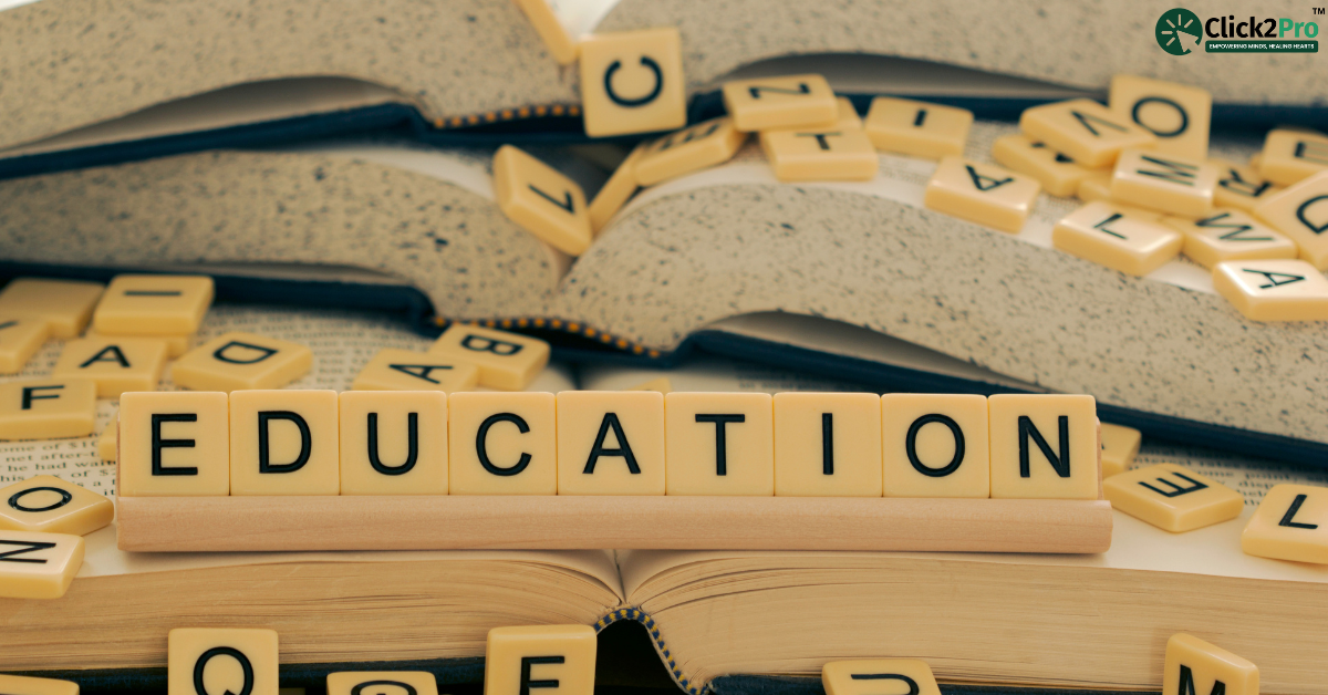 Education disruption due to floods and mental health strain. Scrabble tiles spelling education.