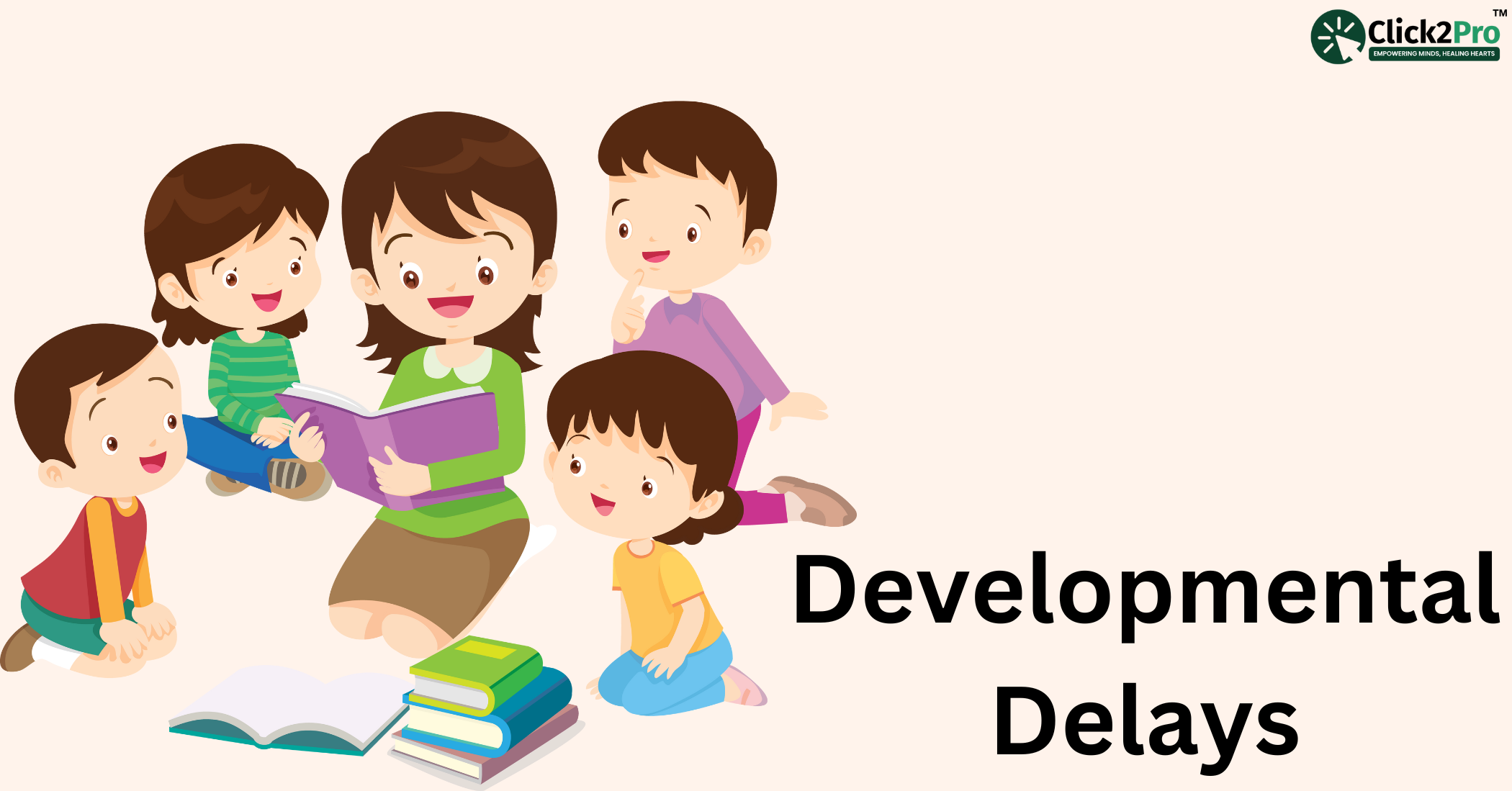 Children learning with guidance: Developmental delays addressed through therapy and early intervention.