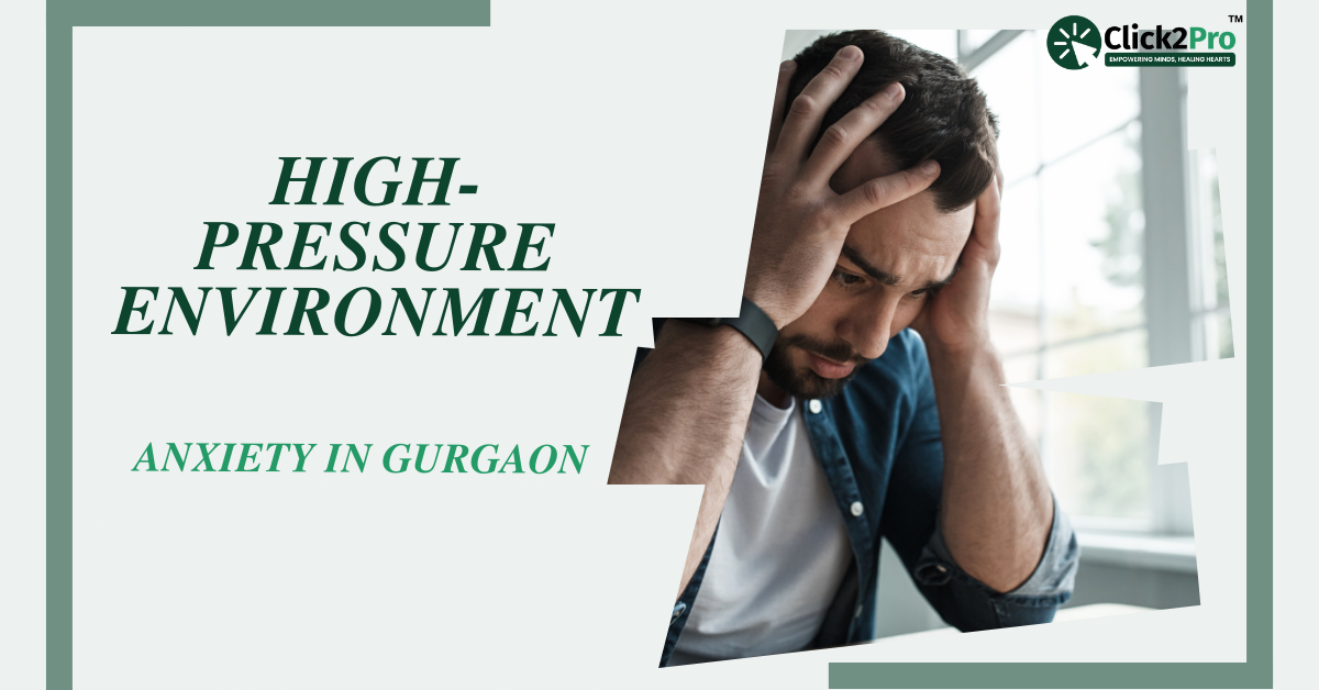 Man struggling with anxiety in Gurgaon’s high-pressure environment, highlighting stress and mental health.