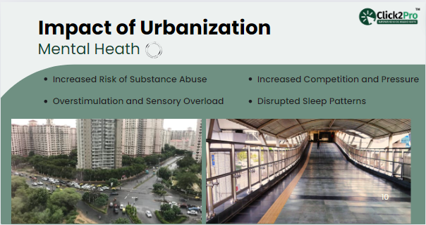 Impact of Urbanization on Mental Health: Substance Abuse, Competition, Overstimulation, Sleep Disruption