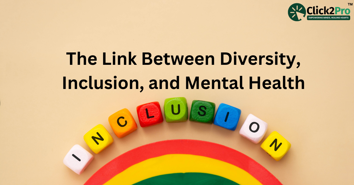 Colorful inclusion blocks forming a rainbow, representing the link between diversity, inclusion, and mental health