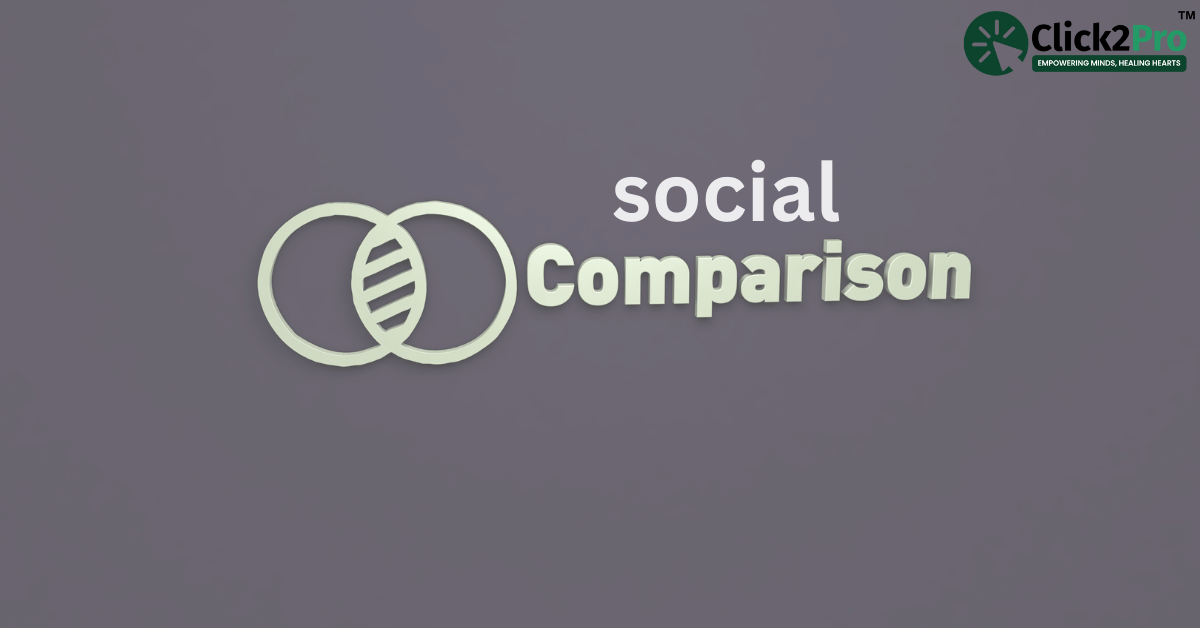 Graphic representing social comparison with overlapping circles for blog on effects of social comparison.