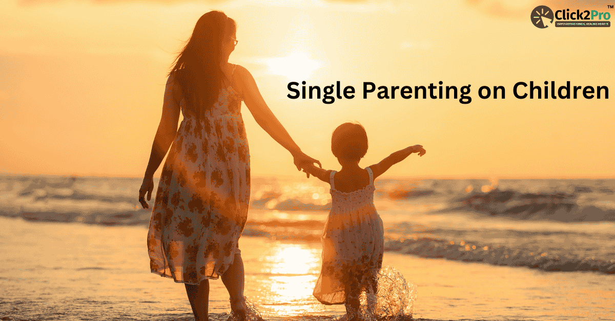 Mother and child walking on the beach at sunset - Single Parenting on Children blog