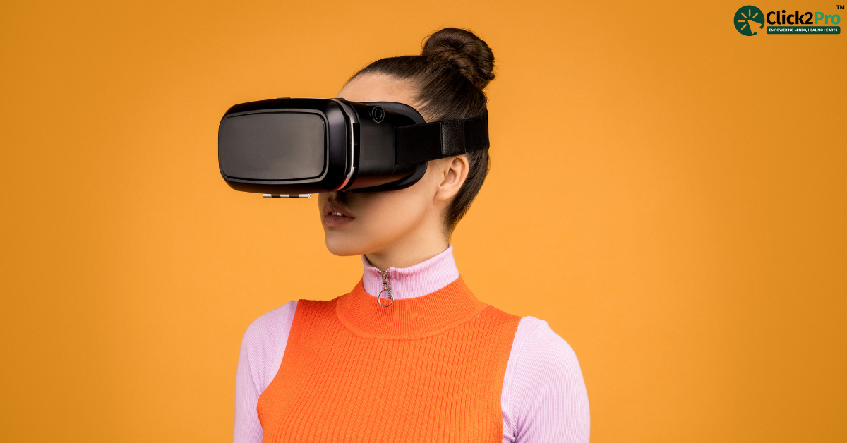 Person using VR headset for therapy, representing Virtual Reality's role in overcoming phobias.