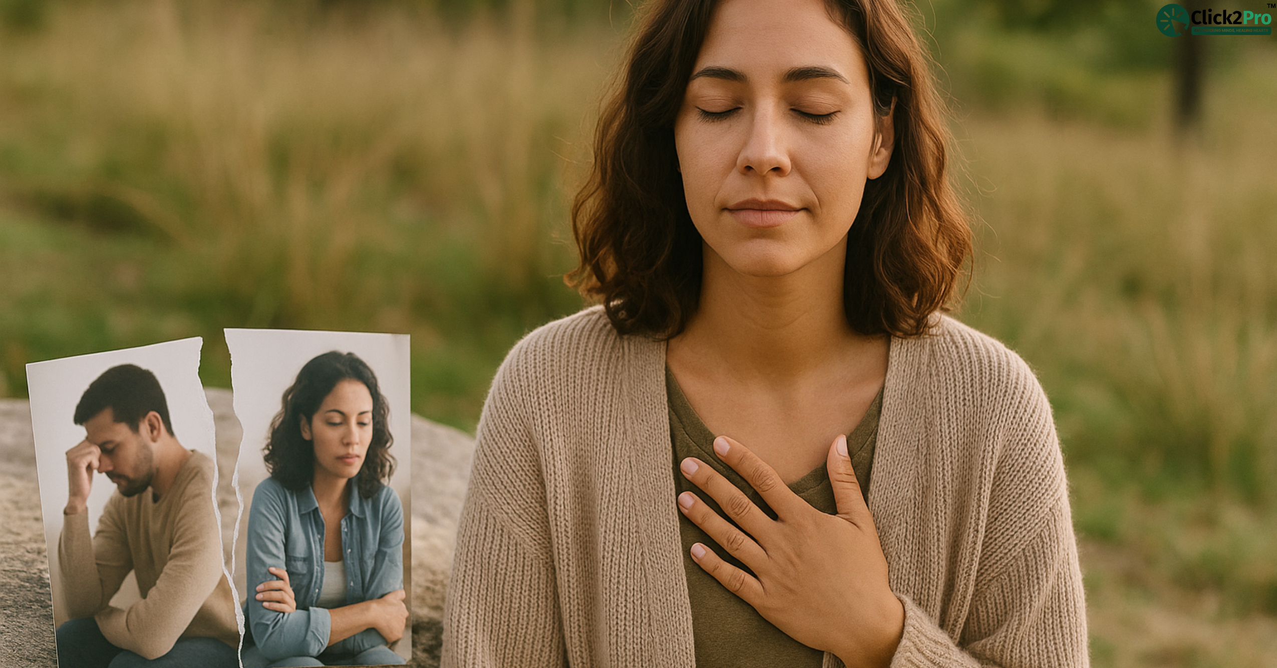 Woman healing after breakup, practicing celibacy for emotional recovery and inner peace.