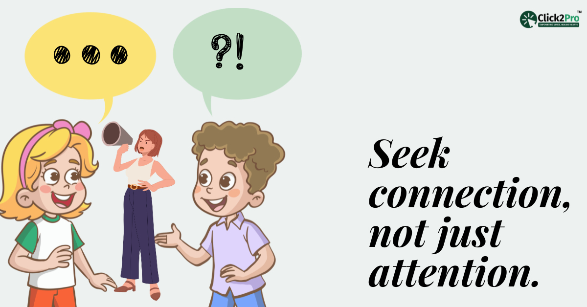 Illustration emphasizing the message: 'Seek connection, not just attention' for better relationships.