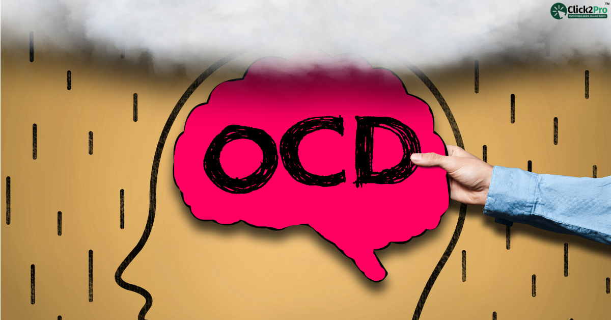 Illustration of OCD brain concept, highlighting cognitive behavioral therapy (CBT) for treating OCD.