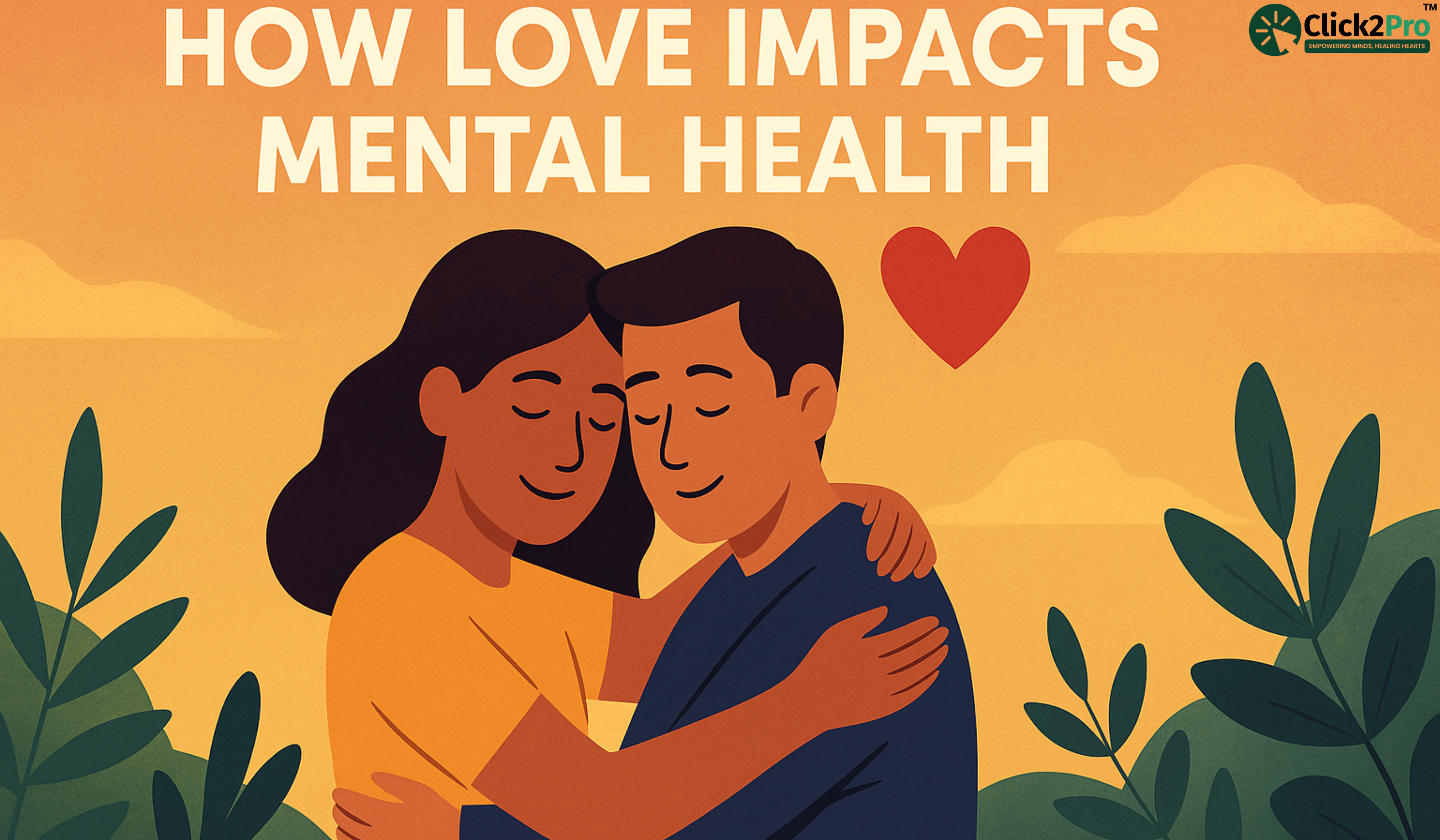 Couple hugging with heart symbol showing how love positively impacts mental health