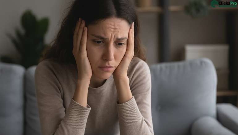 Woman sitting alone feeling stressed and pessimistic about life and mental well-being