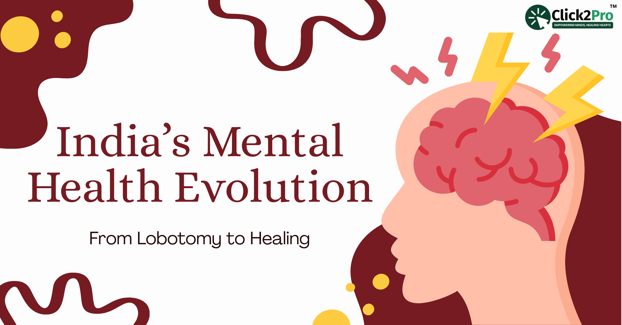 Illustration of India's mental health journey from lobotomy to holistic healing