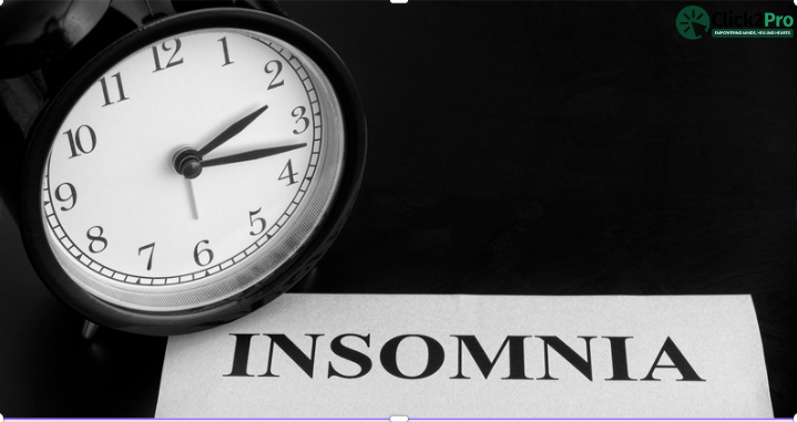 Clock showing late night with 'Insomnia' text, highlighting sleep issues in blog by Click2Pro.