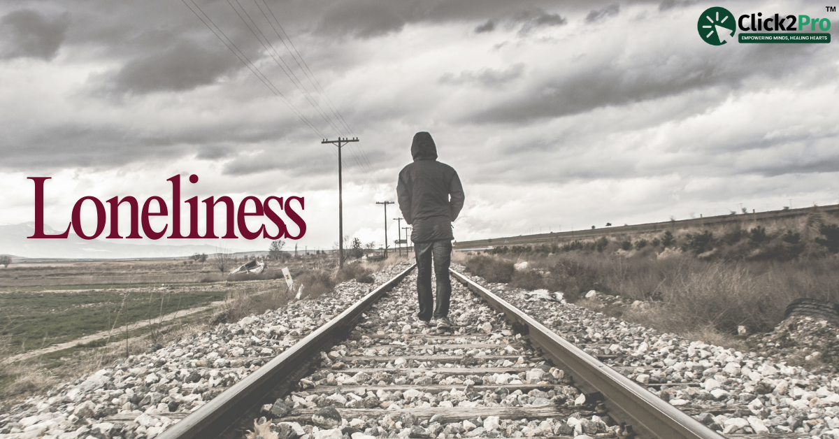 Person walking alone on railway tracks under cloudy sky, symbolizing loneliness and isolation.