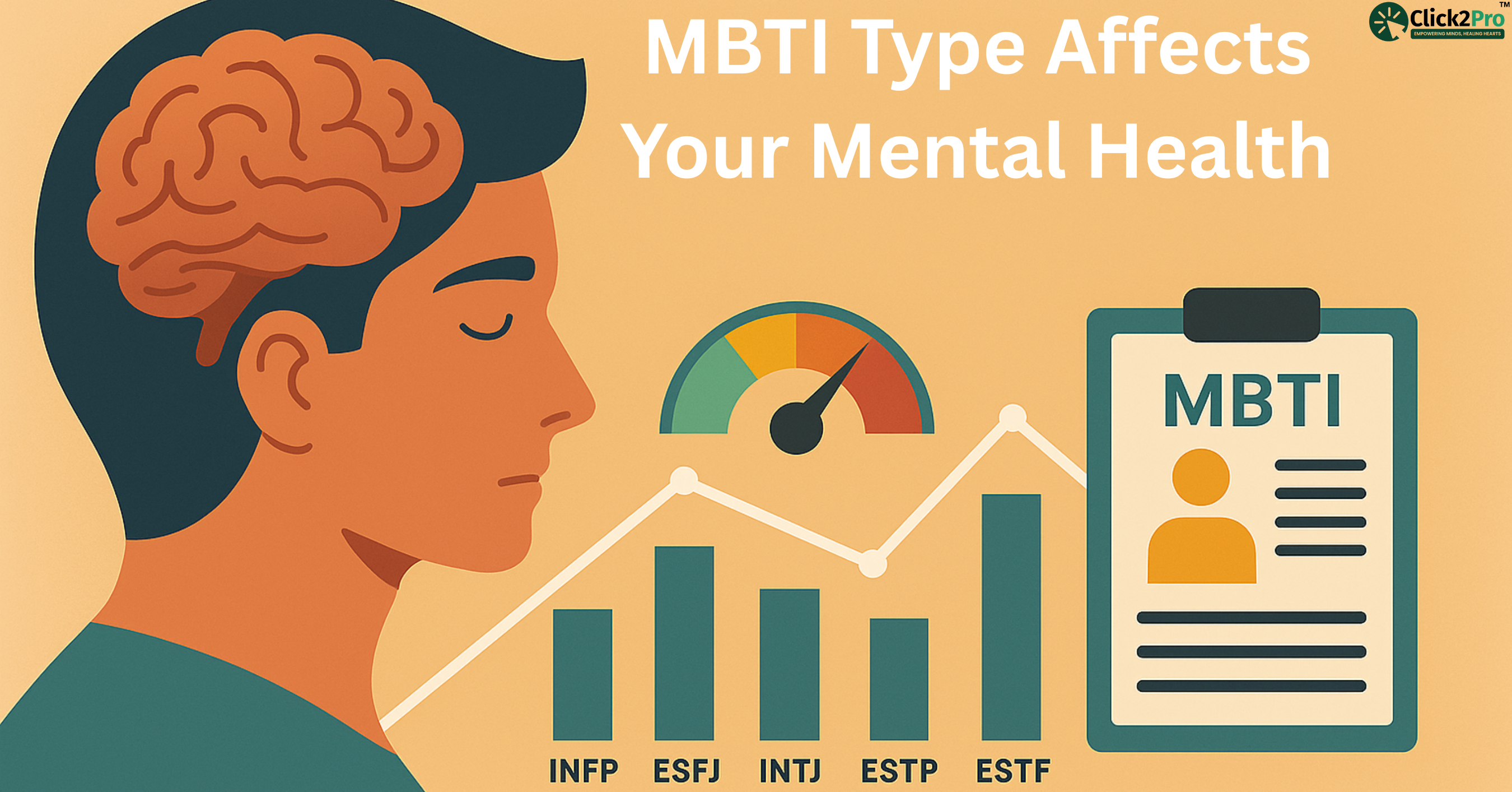 MBTI test impact on mental health triggers with personality chart and emotional scale