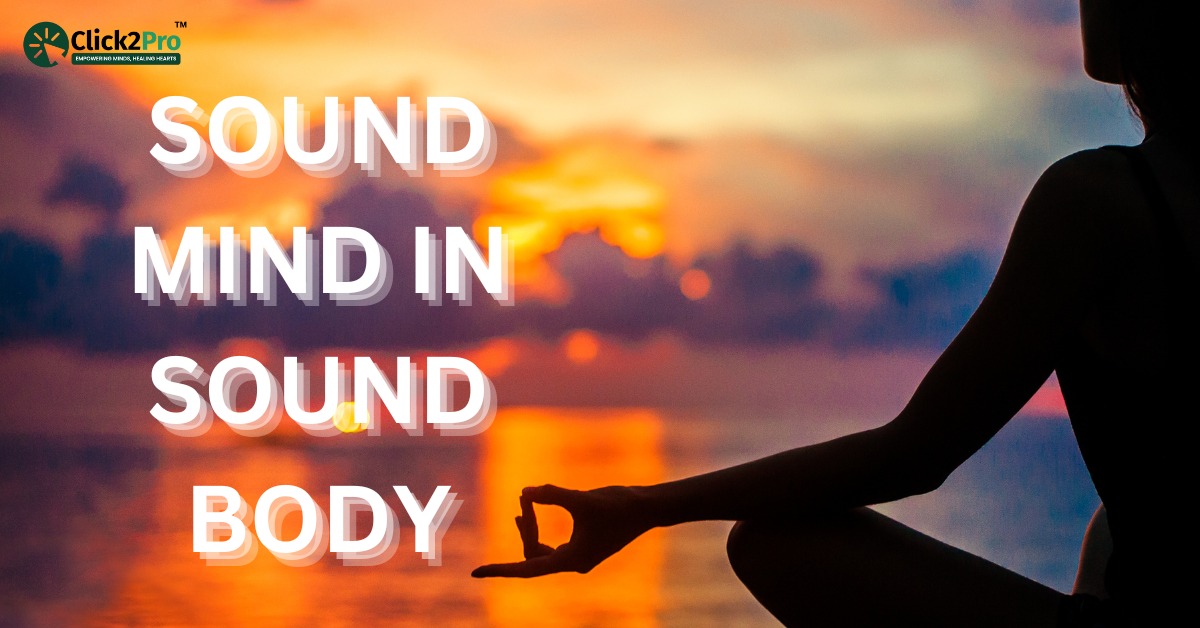 Mindfulness meditation at sunset: Sound mind in sound body. Healing trauma with meditation.