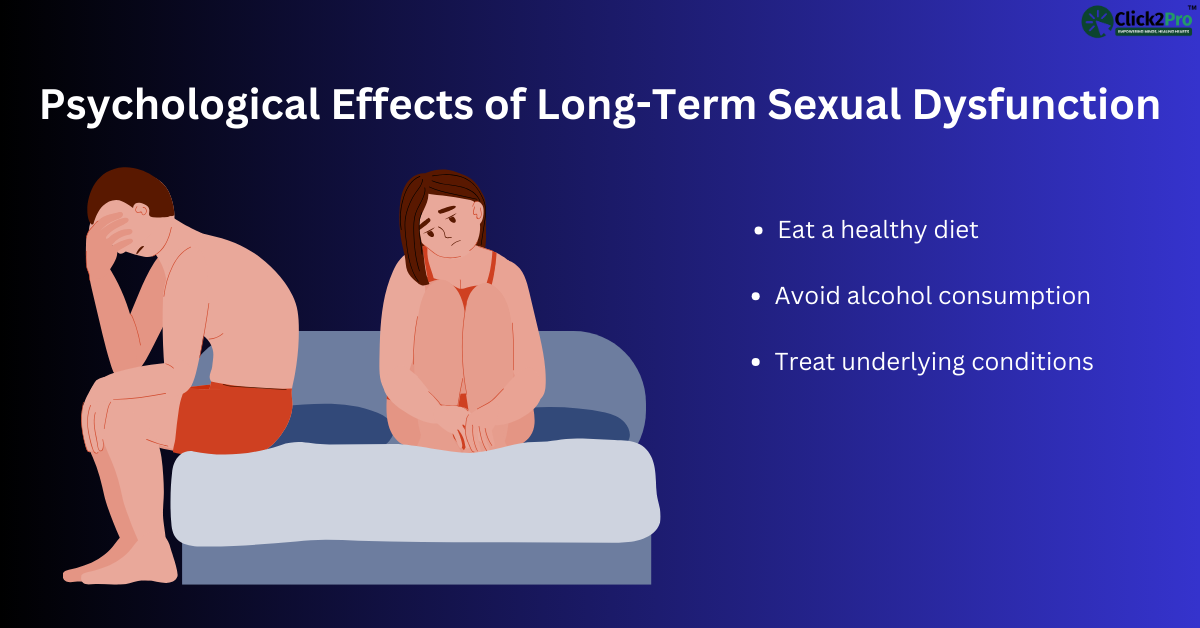 Psychological effects of long-term sexual dysfunction, key solutions: healthy diet, no alcohol, treatment.