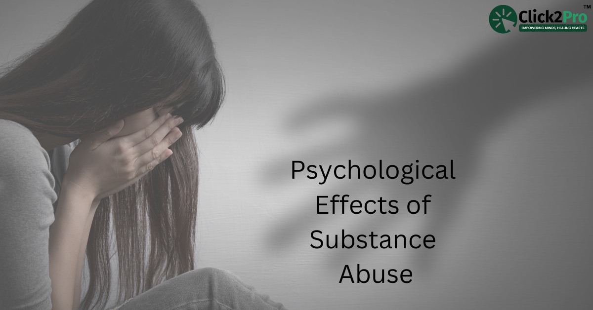 A woman in distress with a shadowy figure, representing the psychological effects of substance abuse