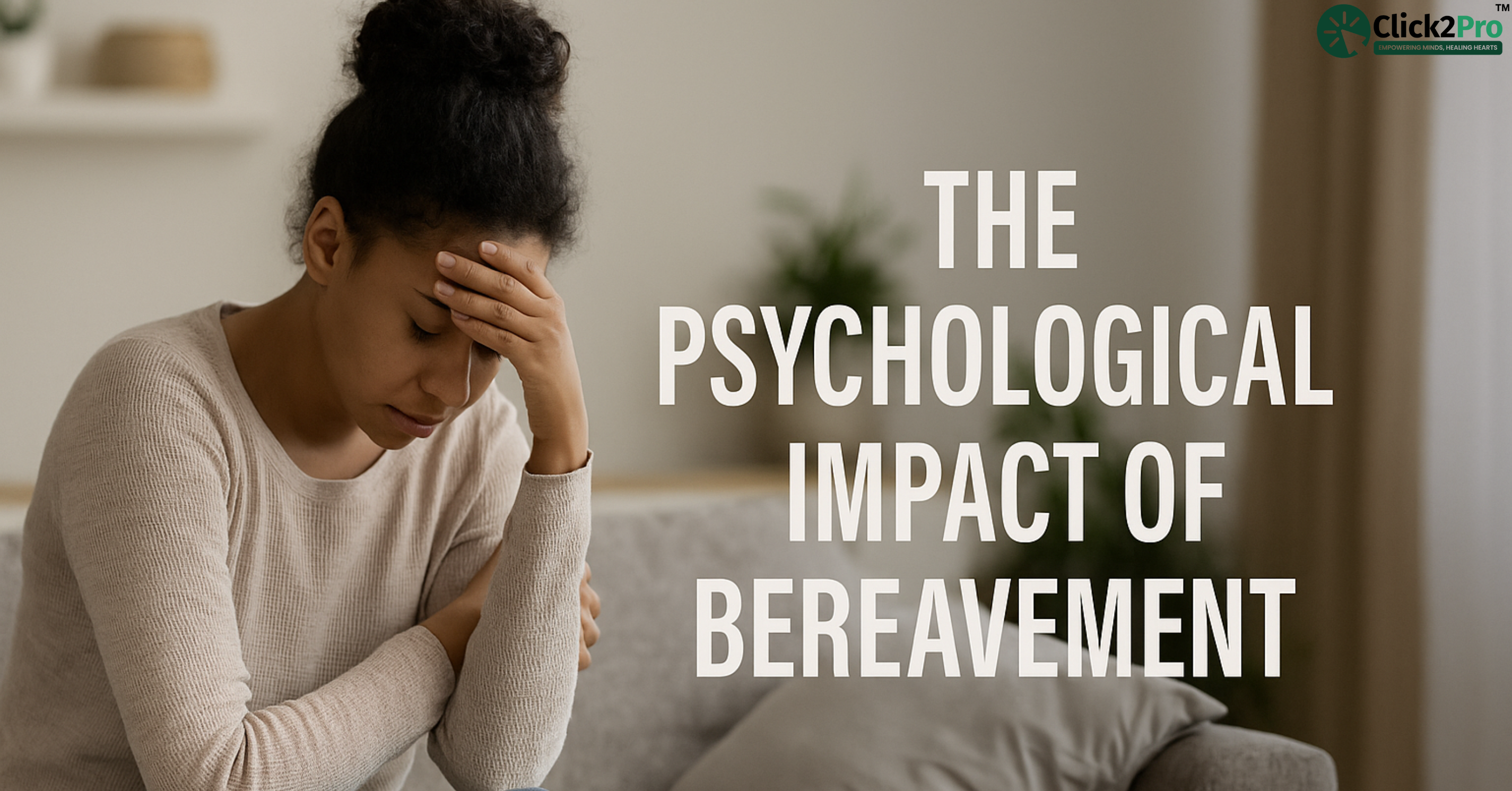 Woman grieving alone indoors, illustrating the psychological impact of bereavement.