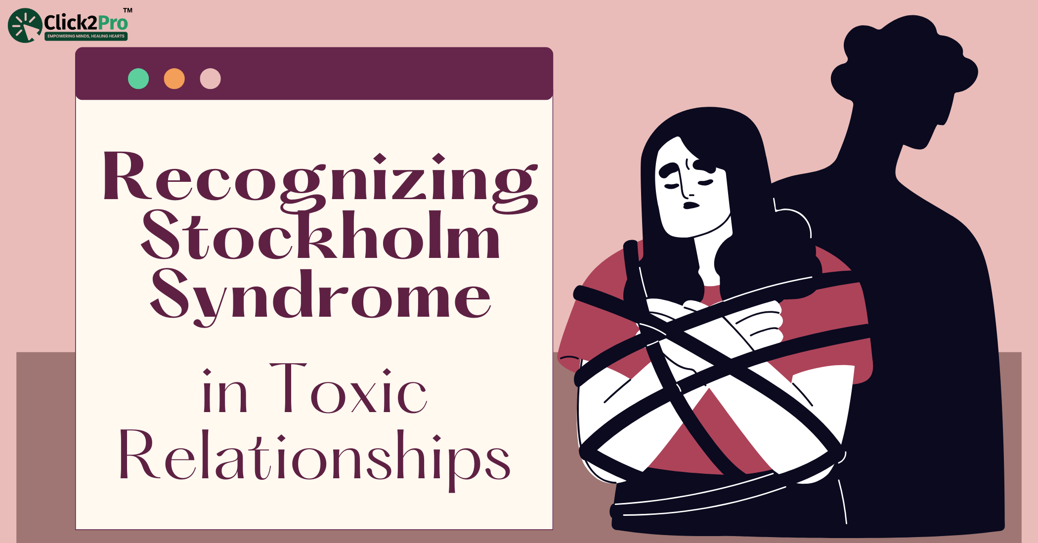 Illustration of a woman emotionally bound, symbolizing Stockholm Syndrome in toxic relationships