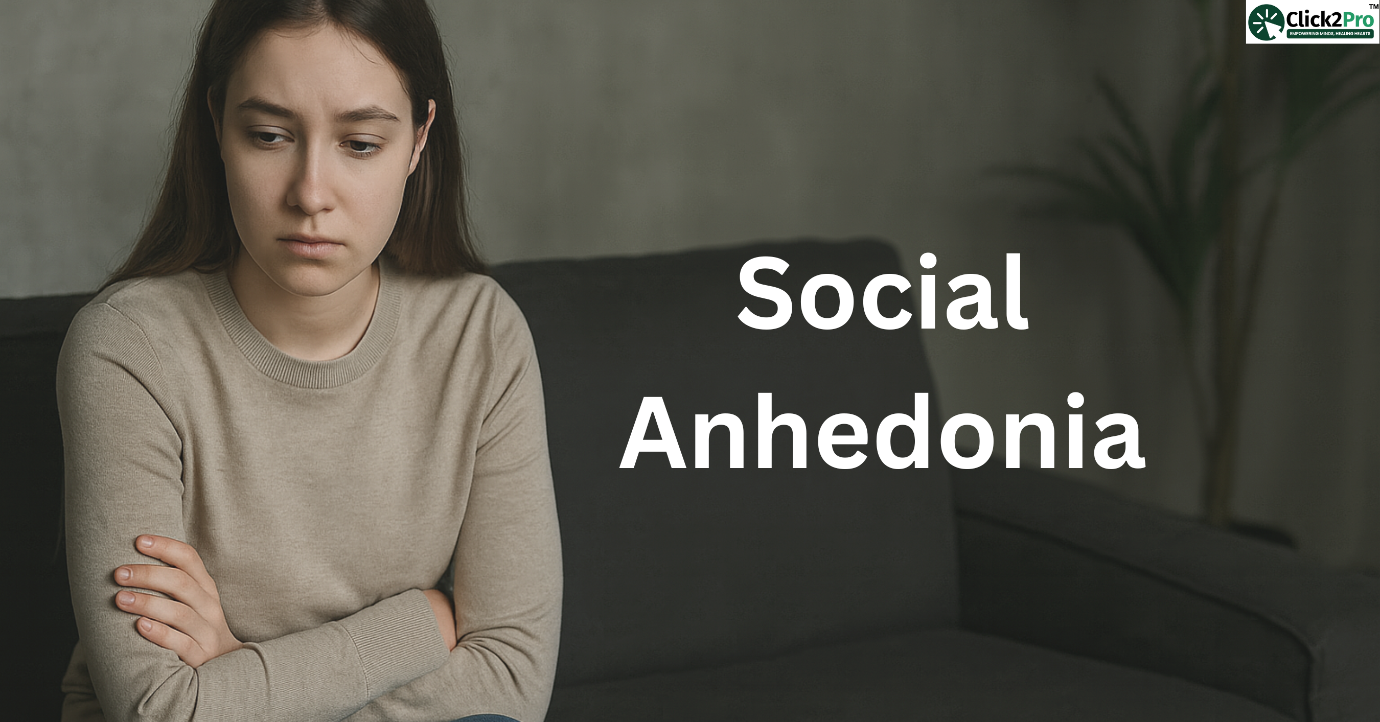 Woman looking withdrawn on couch, representing emotional numbness from social anhedonia.