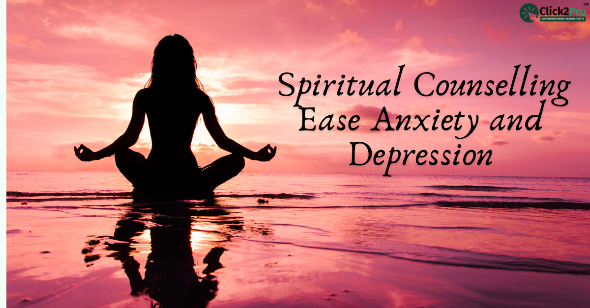 Serene meditation by the ocean highlighting the benefits of spiritual counselling for anxiety relief.