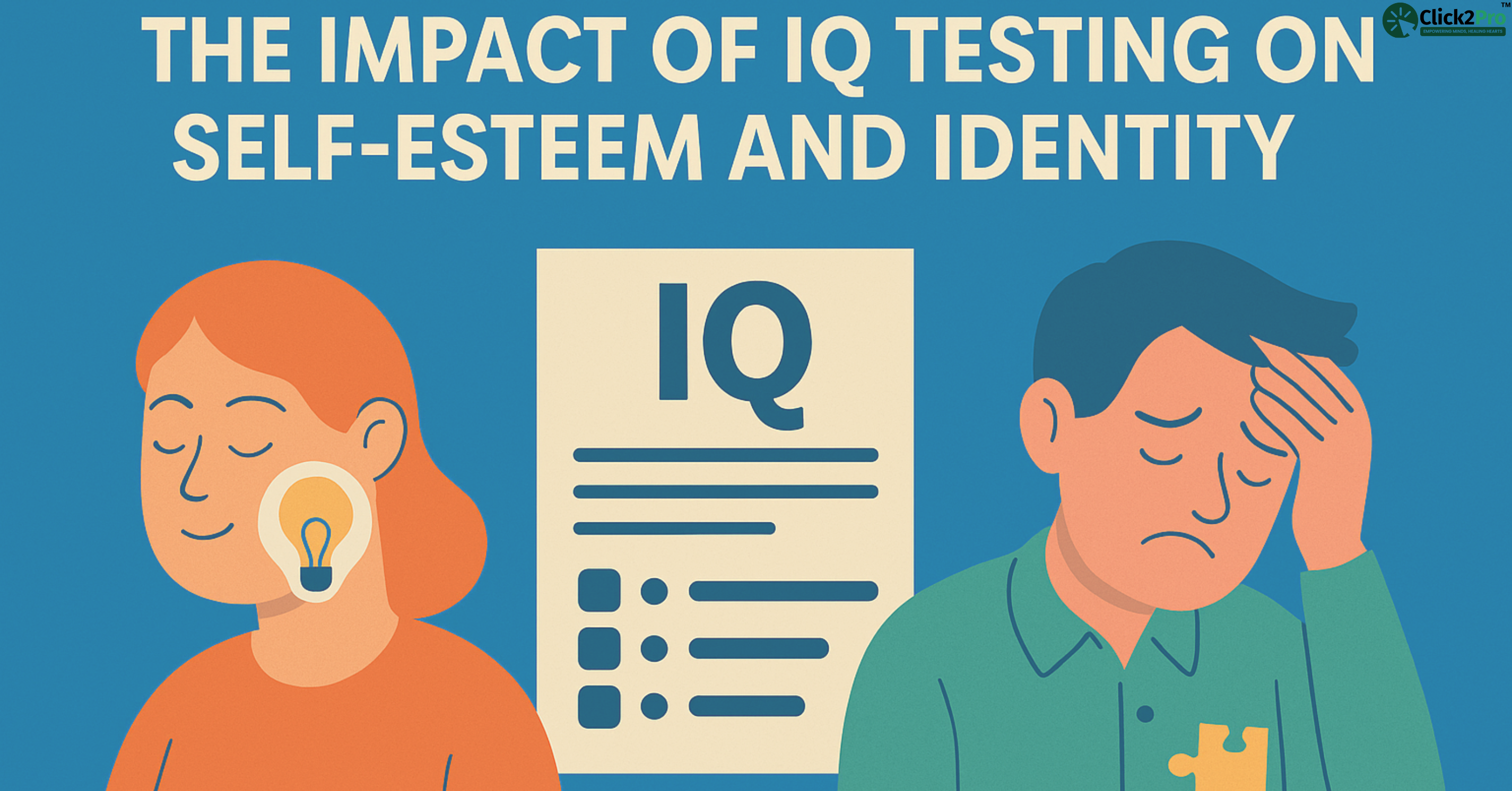 Illustration showing the emotional impact of IQ testing on self-esteem and identity.