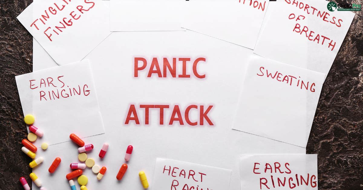 Symptoms of panic attack including tingling fingers, shortness of breath, ears ringing, and sweating.