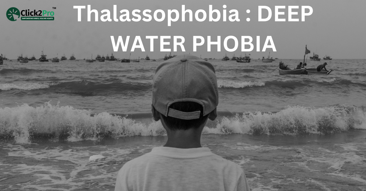 Child standing on beach looking at ocean waves, representing fear of deep water (thalassophobia).