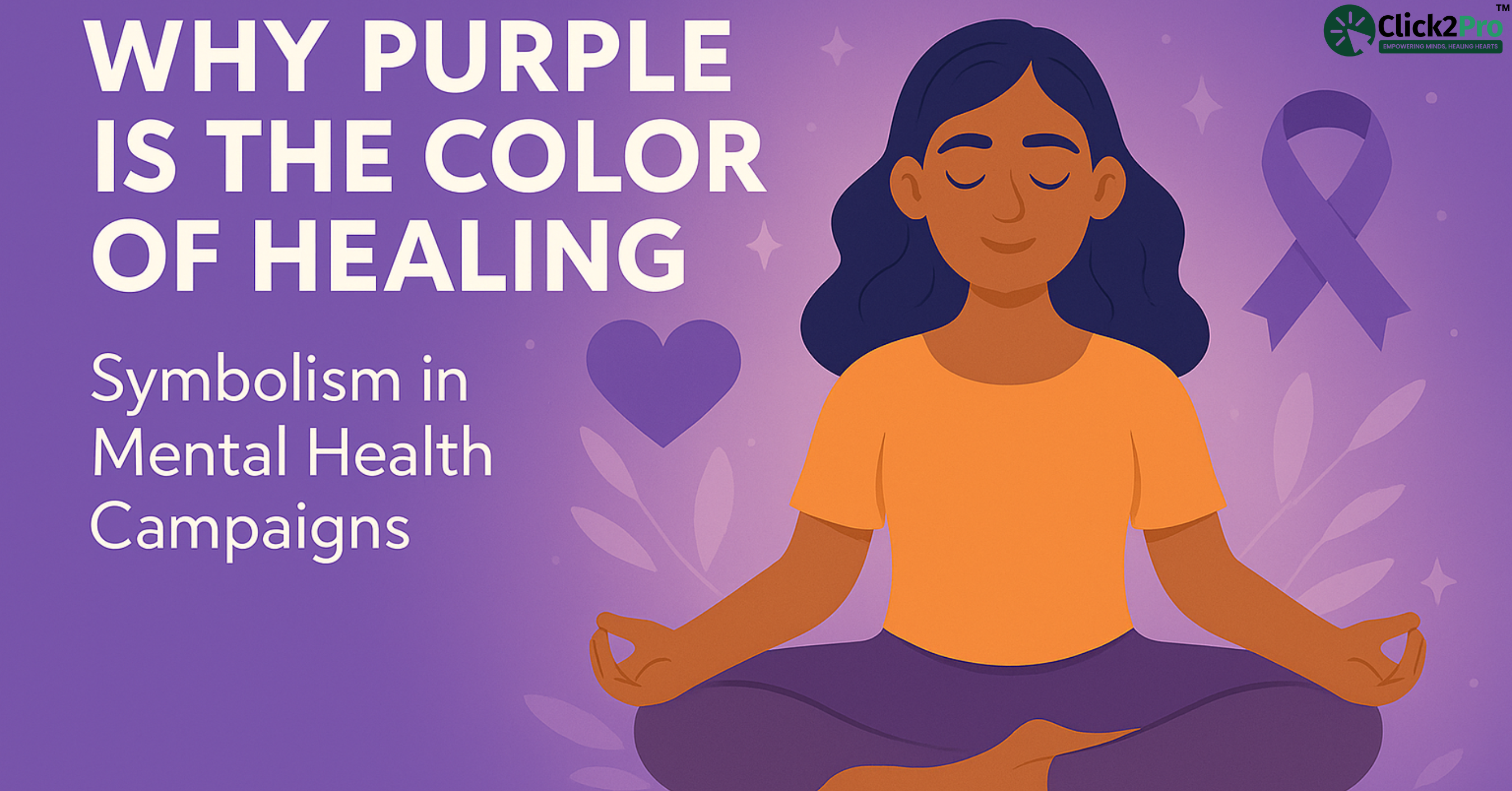Purple symbolizes healing in mental health with empathy, calm, and awareness campaign visuals.