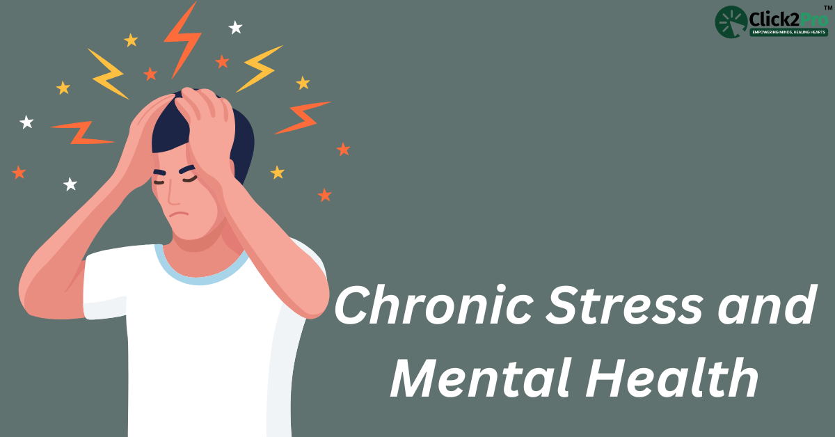 Illustration of a stressed man holding his head, representing chronic stress and mental health issues.