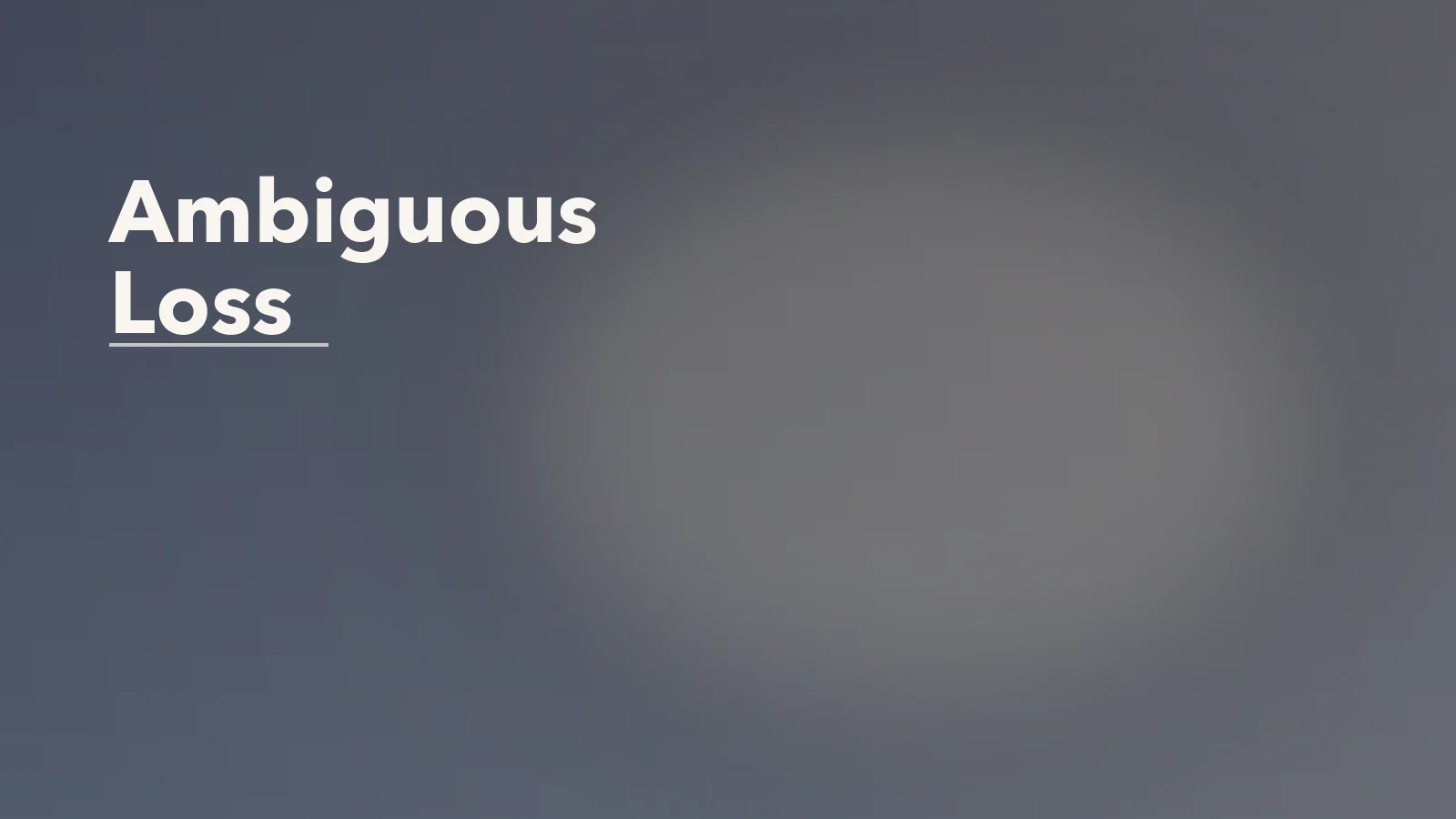 Editorial blog cover with the words 'Ambiguous Loss' for an article about ambiguous loss: grieving someone who is still alive.