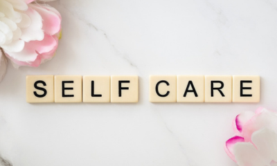 Self-care blocks on a table for lifestyle support